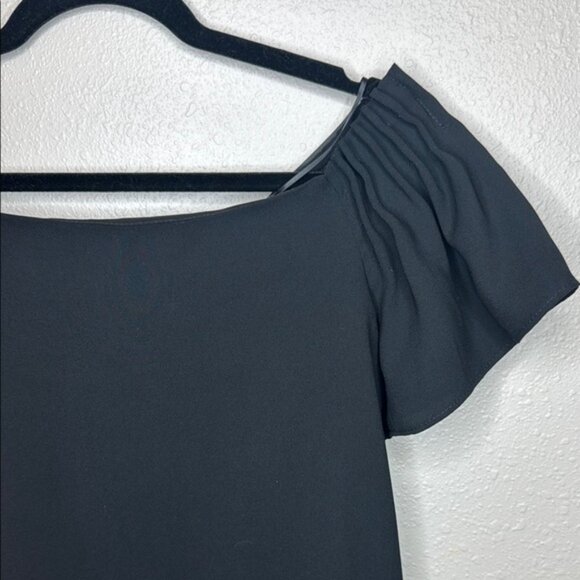 Trina Turk “Exceptional” Black Off-Shoulder Flutter Sleeve Mini Dress - small‎ - Picture 5 of 14